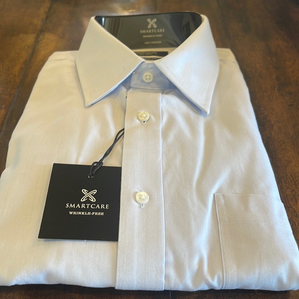 NEW SMARTCARE Nordstrom Traditional Fit Men’s Dress Shirt; Light Blue